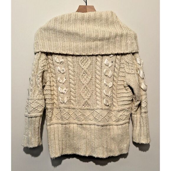 Ralph Lauren Denim and Supply Cable Knit And Ribbon Oat‎ Sweater Womens Size L - Picture 4 of 4